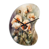 Orange Peonies Blooms II - Asymmetric Metal Wall Clock
