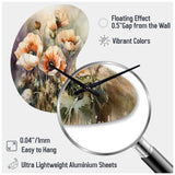 Orange Peonies Blooms II - Asymmetric Metal Wall Clock