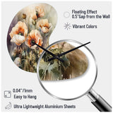 Orange Peonies Blooms II - Asymmetric Metal Wall Clock
