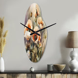 Orange Peonies Blooms II - Asymmetric Metal Wall Clock