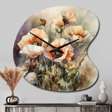 Orange Peonies Blooms II - Asymmetric Metal Wall Clock
