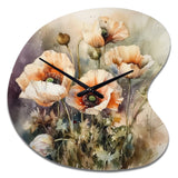 Orange Peonies Blooms II - Asymmetric Metal Wall Clock