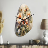 Orange Peonies Blooms II - Asymmetric Metal Wall Clock