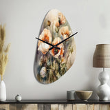 Orange Peonies Blooms II - Asymmetric Metal Wall Clock