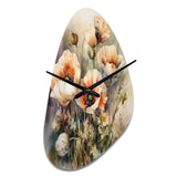 Orange Peonies Blooms II - Asymmetric Metal Wall Clock