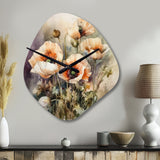 Orange Peonies Blooms II - Asymmetric Metal Wall Clock