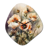 Orange Peonies Blooms II - Asymmetric Metal Wall Clock