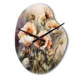 Orange Peonies Blooms II - Asymmetric Metal Wall Clock
