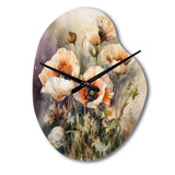 Orange Peonies Blooms II - Asymmetric Metal Wall Clock