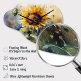 Yellow Sunflower Symphony I - Asymmetric Metal Wall Clock