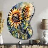 Yellow Sunflower Symphony II - Asymmetric Metal Wall Clock