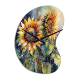 Yellow Sunflower Symphony II - Asymmetric Metal Wall Clock