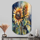 Yellow Sunflower Symphony II - Asymmetric Metal Wall Clock