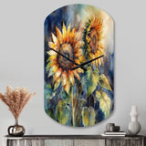 Yellow Sunflower Symphony II - Asymmetric Metal Wall Clock