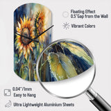 Yellow Sunflower Symphony II - Asymmetric Metal Wall Clock