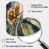 Yellow Sunflower Symphony II - Asymmetric Metal Wall Clock