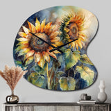 Yellow Sunflower Symphony II - Asymmetric Metal Wall Clock