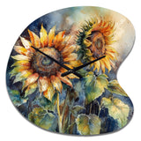 Yellow Sunflower Symphony II - Asymmetric Metal Wall Clock