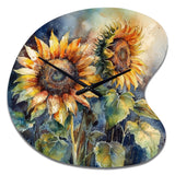 Yellow Sunflower Symphony II - Asymmetric Metal Wall Clock