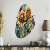 Yellow Sunflower Symphony II - Asymmetric Metal Wall Clock