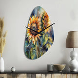 Yellow Sunflower Symphony II - Asymmetric Metal Wall Clock
