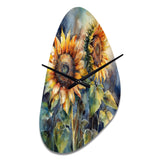 Yellow Sunflower Symphony II - Asymmetric Metal Wall Clock
