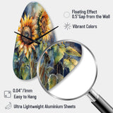 Yellow Sunflower Symphony II - Asymmetric Metal Wall Clock