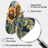 Yellow Sunflower Symphony II - Asymmetric Metal Wall Clock