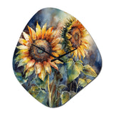 Yellow Sunflower Symphony II - Asymmetric Metal Wall Clock
