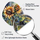 Yellow Sunflower Symphony II - Asymmetric Metal Wall Clock