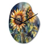 Yellow Sunflower Symphony II - Asymmetric Metal Wall Clock