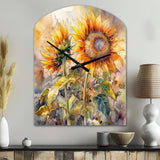 Yellow Sunflower Symphony III - Asymmetric Metal Wall Clock