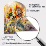 Yellow Sunflower Symphony III - Asymmetric Metal Wall Clock