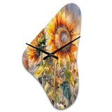 Yellow Sunflower Symphony III - Asymmetric Metal Wall Clock