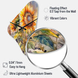 Yellow Sunflower Symphony III - Asymmetric Metal Wall Clock