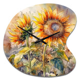 Yellow Sunflower Symphony III - Asymmetric Metal Wall Clock