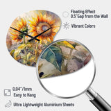 Yellow Sunflower Symphony III - Asymmetric Metal Wall Clock