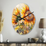 Yellow Sunflower Symphony III - Asymmetric Metal Wall Clock