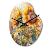 Yellow Sunflower Symphony III - Asymmetric Metal Wall Clock
