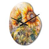 Yellow Sunflower Symphony III - Asymmetric Metal Wall Clock