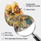 Yellow Sunflower Symphony III - Asymmetric Metal Wall Clock