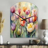 Garden Of Tulips - Asymmetric Metal Wall Clock