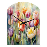 Garden Of Tulips - Asymmetric Metal Wall Clock