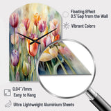 Garden Of Tulips - Asymmetric Metal Wall Clock