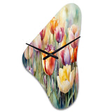 Garden Of Tulips - Asymmetric Metal Wall Clock
