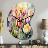 Garden Of Tulips - Asymmetric Metal Wall Clock