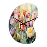 Garden Of Tulips - Asymmetric Metal Wall Clock