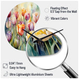 Garden Of Tulips - Asymmetric Metal Wall Clock