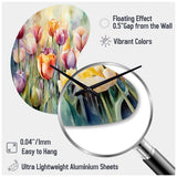 Garden Of Tulips - Asymmetric Metal Wall Clock