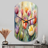 Garden Of Tulips - Asymmetric Metal Wall Clock